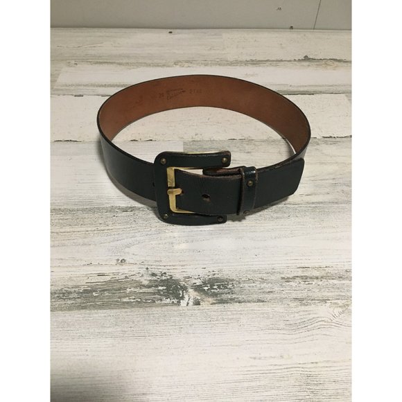 Handmade by Calderon black leather 24” belt with gold tone & leather buckle - Picture 1 of 6